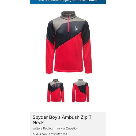 SPYDER BOYS Ambush Zip T Neck Youth Large - Picture 7 of 7